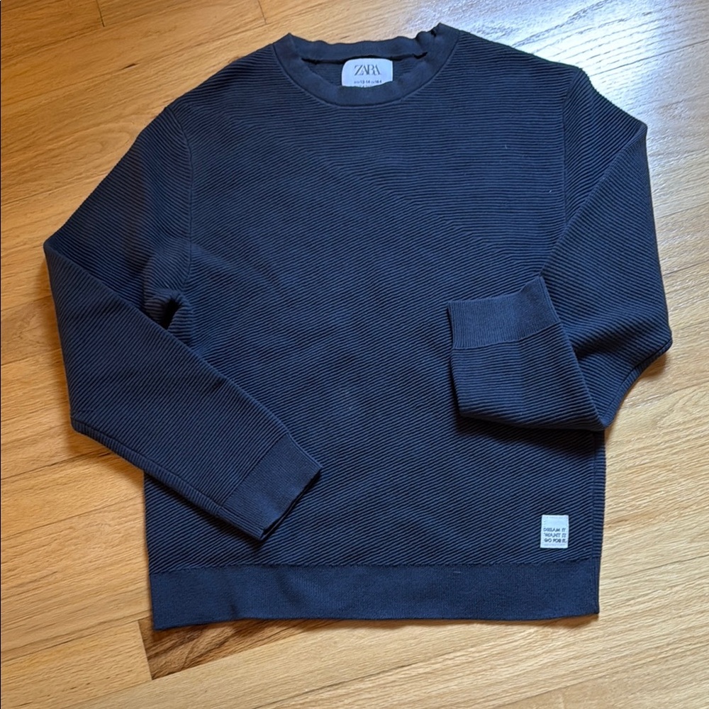Zara Black Crewneck Sweater Classic Knit